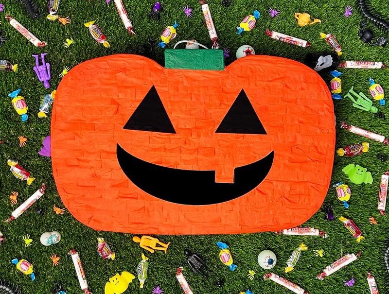 Jergrim Halloween Pumpkin PiÃ±ata 4-piece set 17"x10" Perfect for Halloween Party Decorations, Photo Prop, Jack-O'-Lanthern, October Birthday, Funny, Scary and Spooky, Fits candy/favors - Image 4